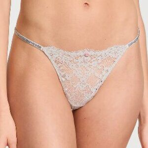 NWT Victoria's Secret Panty Twinkle Strap Lace V-String Size M